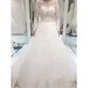 Sexy Long Sleeve Wedding Dress Spring Berta Sheer Scoop Neck Lace Applique Tulle Backless Bridal Gowns Real Photo Vestidos De Novia