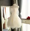 Nova Chegada Strapless Jóia Tule Light Champagne Dama de Honra Vestidos Joelho-Comprimento Brides Empregada Própria