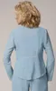 New Arrival Light Blue Mother Of the Bride Pant Suits 3 Piece Chiffon with Bead Wedding Guest Pant Suit Plus Size Evening Dresses4710076