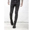 Wholesale slp blue/black destroyed mens slim denim straight biker skinny jeans Casual Long men ripped jeans Size 28-38 free shipping