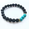 Lava Rock Steen Kralen Armband Charm Rock Natuursteen Turquoise Tijgeroog Kralen Armband Mode-sieraden Ambachten Mannen Chakra Armband