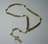 Collana con ciondolo croce con perline in legno, gioielli cristiani, religiosi, Gesù, rosario, perline di legno, gioielli285Y