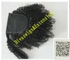 Łatwe noszenie ludzkiego kucyk Kinky Hairpiecces Clip Brazylijski Włosy Kinky Kręglone Ponytails Human Hair Extensions Jet Black 120