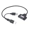 Dubbel USB 2.0 A till SATA 22PIN-kabel 2.5 Hårddiskdrivrutin HDD-adapterkontakt med nätkabel 100PCS