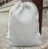 Серебристо-серый льняной подарочный пакет 8x10см 9x12см 10x15см 13x17см 15x20см упаковка из 50 партийных конфетных мешков для макияжа Джутовые упаковочные пакеты