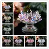 Crystal Glass Lotus Flower Candle Holders Bröllop Kolumner Candelabra Centerpieces Holder Heminredning Bowl Candlestick