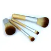 Pinceaux de maquillage en bois portables Ensemble de pinceaux cosmétiques élaborés en bambou Kit de pinceaux Kabuki pour femme Pinceau de maquillage avec sac à boutons 4pcs / set OOA2155