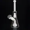 glasbägare bongs duschhuvud perc bong 12 tum återvinnare dab rig vattenrör vit bubbler slät rör