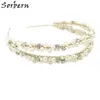 Sorbern Elegant SilverGold Headbands Headpiece Crystal Wedding Hair Vine Pearls Bridal Headband Ceramic Flower Headdress Hair Acc3970015