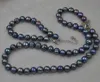 Ensemble collier et bracelet de perles d'eau douce noires, 10mm, 50cm/20cm, livraison gratuite