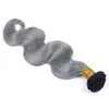 Бразильские наращивания волос с коротким плетением Remy Hair 1B Серебристо-серый Ombre Объемная волна Короткие волосы с утком Ombre Grey Bundles1989266