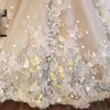 Luxo Floral apliques vestidos de noiva 2018 pura pescoço alto mangas arco peplum vestidos nupciais vintage varrer trens varredores vestidos