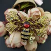 50st /parti 50mm vintage smycken guldton biet broscher djur insekt strass kristall emalj honungbi stift brosch för kvinnor