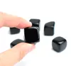 7 개 자연의 자연 소형 검은 색 흑요석 조각 큐브 크리스탈 레이키 힐링 무료 파우치와 반전 된 돌