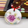 Brand new Ceramic jewelry necklace pendant rich peony pastel tiles WFN484 (with chain) mix order 20 pieces a lot