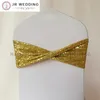 الأزياء الملونة الفاخرة 20 سم*80 سم كرسي كرسي مقاطع مزدوجة الشفرات في Sequin Spandex Fabric 100pcs