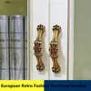 96mm 128 mm europäischer Stil Retro Jade Möbelgriffe braune Kithcen Schrank Weinschrank Schublade Zieh Knöpfe Antiquitäten Messing