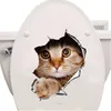 Impermeabile Gatto Cane 3D Adesivo da parete Foro Vista Bagno Wc Soggiorno Home Decor Decal Poster Sfondo Wall Stickers8986091