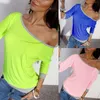 Gros-2016 Nouveau Printemps Sexy Femmes Manches 3/4 Lâche Casual Hors Épaule Tees T-shirt Tops Multicolore Femmes Plus La Taille T-shirt Q1725