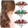 Antique Bronze Barrettes Gemstone Butterfly Włosów Biżuteria Rhinestone Bowknot Hair Klipsy Lady Top Hairpins Women Headwear Tiaras Hurtownie