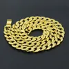 18K Solid Guldpläterad Miami Kubansk Länkkedja Halsband Hip Hop Bling Bling Curb Smycken Sångare Rocker för Män Kvinnor 76cm * 1.5cm