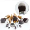 Bambuhandtag Make Up Brushes Set 11PCS Professionell Blush Foundation Eyeshadow Kosmetisk Maquiagem Multipurpose Makeup Brush Kit med påse
