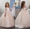 Romantico Champagne 2017 Puffy Flower Girl Dress per Matrimoni Organza Ball Gown Girl Party Comunion Dress Pageant Gown