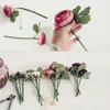 All'ingrosso- 10pcs Fiori di rosa artificiali Mani di camelia che tengono Fiore di seta Bouquet da sposa damigella d'onore Lattice Real Touch Festa di nozze floreale