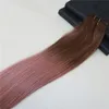 100% obearbetade Virgin Omberry Russian Human Hair Extensions Rose Gold Highlights Remy Hair Weaving Rak Sy i dubbel väft Hårväv