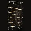 Modern Pendant Lamps Glass Fly Fish Ceiling Light Swarm Chandelier Living Room Crystal Cognac Color Fishes