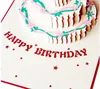 파티 용품 15x15cm 크리에이티브 3D 인사말 카드 커스텀 생일 카드 초대장 봉투 생일 케이크 캔들 레드 블루와 함께 생일 케이크