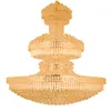 Modern Crystal Chandeliers LED Gold kroonluchter verlichting armatuur Amerikaanse Europese 3 lichte kleuren dimbare lange hotel hotellampen