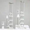 Op voorraad Duidelijk en wit glazen bongen Olierouts Waterleidingen Drie Honingraat Percs Joint 18.8mm Real Glass Roken Pijpen Goedkope Hookahs