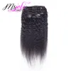9a Malaysisk Virgin Human Hair Clip i Extension Full Head Natural Color Kinky Straight 7PCS / Set 12-28 inches från MS Joli