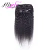 9a Malaysisk Virgin Human Hair Clip i Extension Full Head Natural Color Kinky Straight 7PCS / Set 12-28 inches från MS Joli