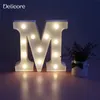 3D LED Nattlampa 26 bokstäver Vita LEDs Nattljus Marquee Sign Alfabetlampor För födelsedag Bröllopsfest Sovrum Vägghängande Dekor S025M