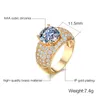 Anéis de diamante simulados vintage para mulheres jóias casamento banhado a ouro grande anel de dedo redondo atacado RT-017
