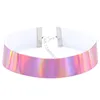 Laser regnbåge choker halsband krage sexiga kvinnor halsband mode smycken halskedjor band will och sandy