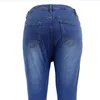 Klassiskt hål rippade jeans för kvinnor mode rippade höga midja skinny jeans tight fötter denim kvinna ny plus storlek fet kvinna förstörda byxor