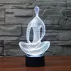 3D Illusion Lamp Sitting Meditation Visual Effect Night Light 7 Colors Glows With Smart Touch Switch USB Cable