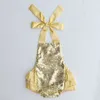 Hot Sale Baby Romper Baby Girls Rompers Summer Style Guld Sequins Nyfödd Baby Girl Sequin Ruffle Romper Jumpsuit Bodysuit 5 Färger