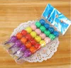 Ship 50pcs 7 Colors New Cute Colorful School Student Crayon Pencil Face Expression crayon pen Tomatoes on a Stick Crayon Chri181Q