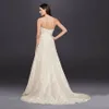 Dresses Full Lace ALine Strapless Wedding Dress Ruched Open Back Court Train Bridal Gowns Beading Sash Dresses WG3805