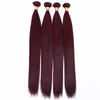 Hot selling virgin brazilian human hair extensions 80g/pcs 4 bundles /lot 99J double weft human hair extensions mix length straight wave