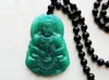 Collier pendentif en jade vert à l'huile naturelle, sculpture manuelle, Guanyin bodhisattva (talisman)