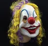 Máscara de Palhaço Assustador Adulto Halloween Assassino Do Mal Vestido Extravagante Horror Jolly Latex Cabelo Máscaras de Rosto Cheio Traje Do Partido Acessório Cosplay