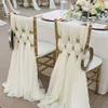 Ivory Chiffon Chair Sashes Wedding Party Deocrationsブライダルチェアはサッシ弓カスタムメイドの色をカバーしています（20inch W * 85inch L）