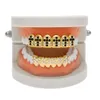 Новый позолоченный Iced Out черный CZ Rhinestone Hip Hop Зубья Mouth Grillz Caps Сверху Снизу зубы Grill Set вампира