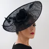Kvinnor kentucky derby hattar blomma cambric brud hatt bred rand 3 färger bröllop headwear modehuvud tillbehör formella hattar