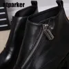 NEUE 2018 sepatu pria 6,8 CM Heels Schwarz Männer Stiefel Leder Mode Britischen Stil männer Oxfords Stiefel Runde Kappe platz High Heels Männer